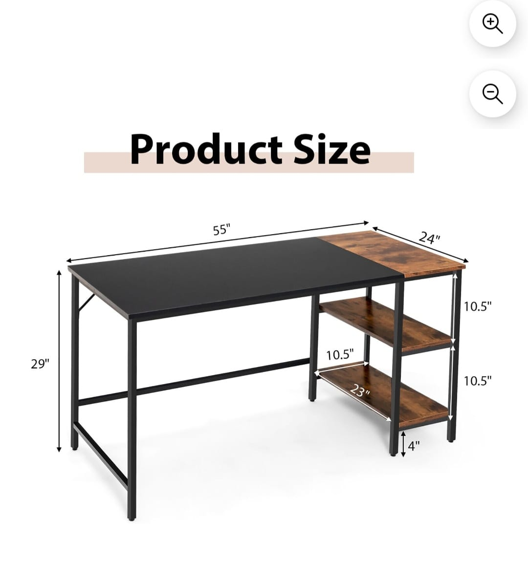 Black & Brown Desk with Shelves - photo 3