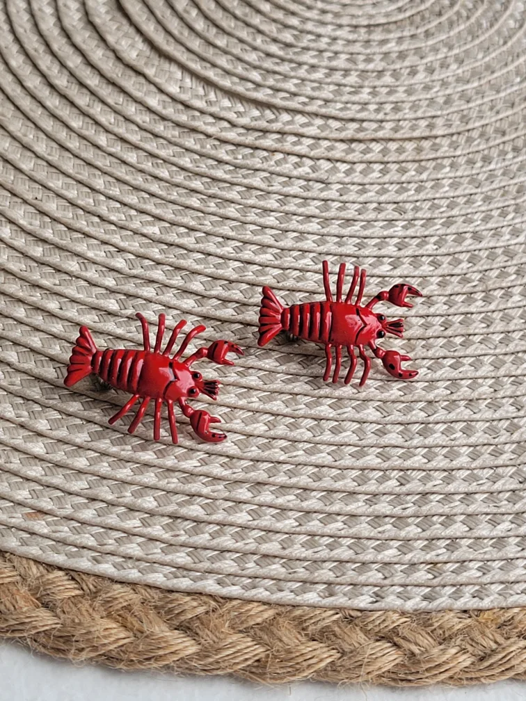 1950s  Vintage Lobster Brooch Pair - Red image indicator(4)