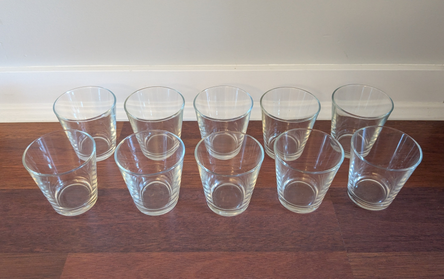 Set of 10 Clear Glasses