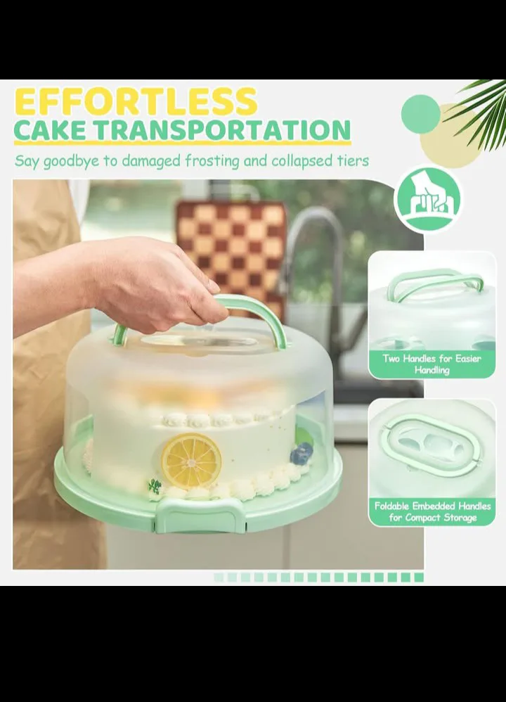 Ohuhu Cake Carrier with Lid - Mint Green image indicator(3)