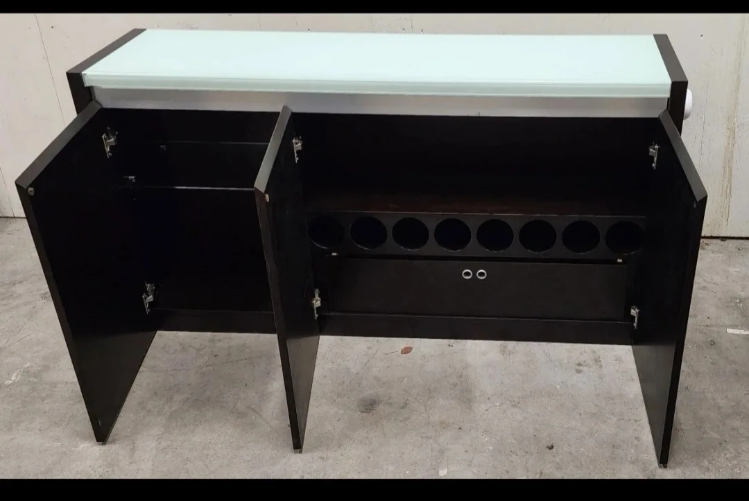 Dark Brown Bar Cabinet with Glass Top thumbnail