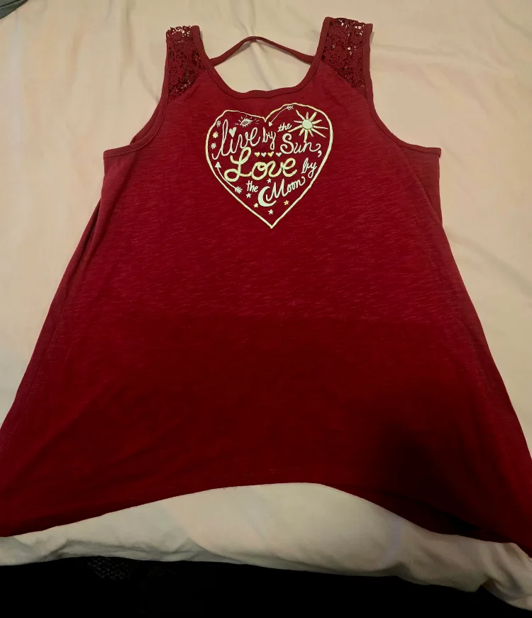 Burgundy Tank Top with Lace Detail thumbnail