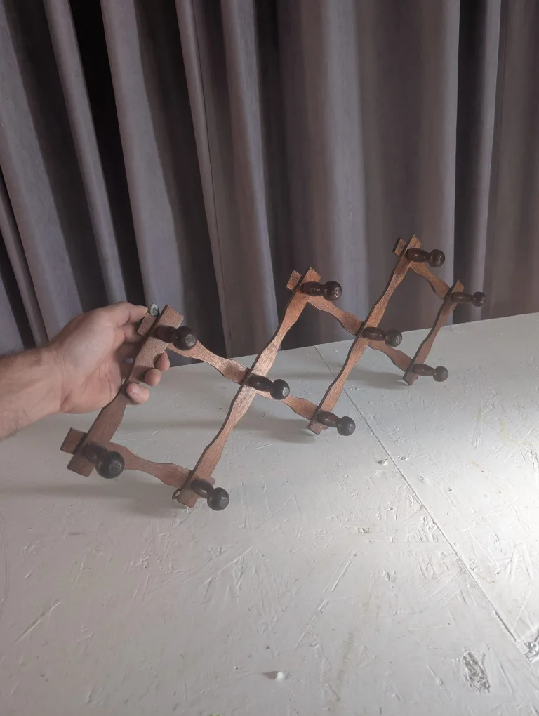 Vintage Wooden Accordion Wall Rack Hanger thumbnail