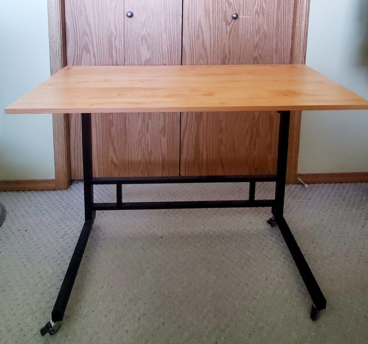 Wood Top Table with Black Metal Legs