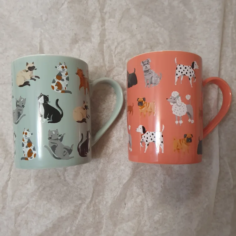 Cat & Dog 12 oz mug with inside message