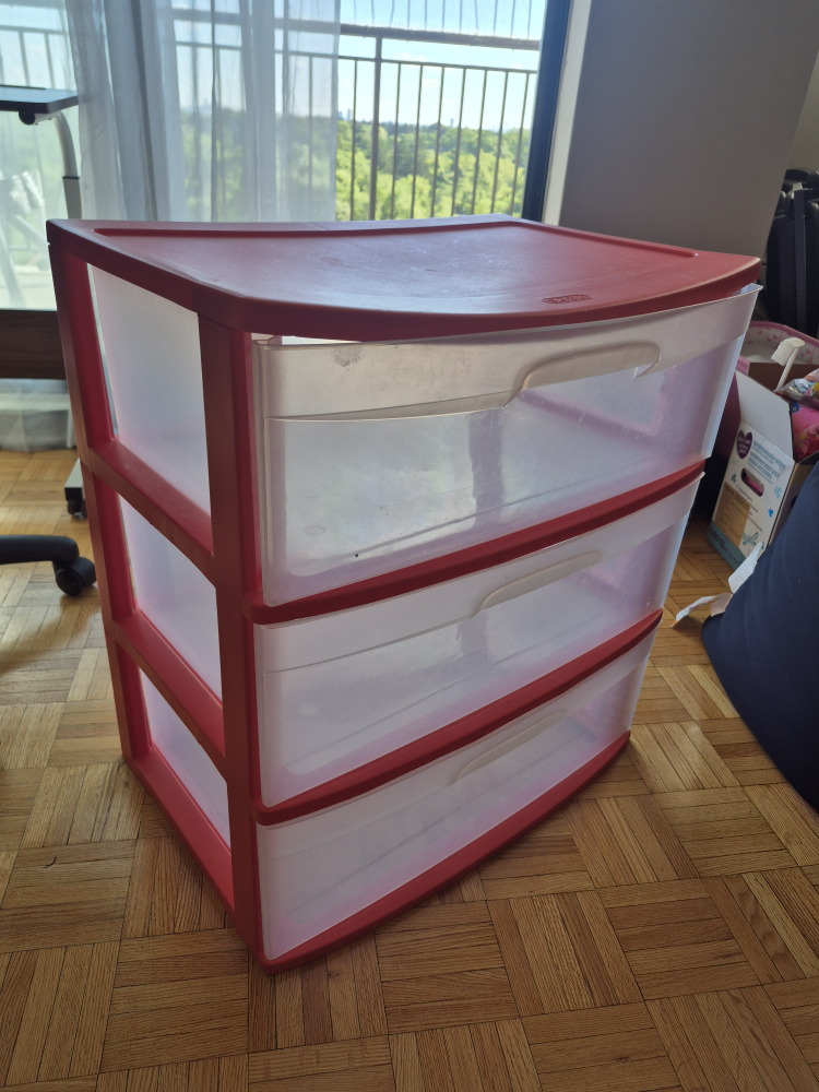 Sterilite 3-Drawer Wide Plastic Drawer - pink