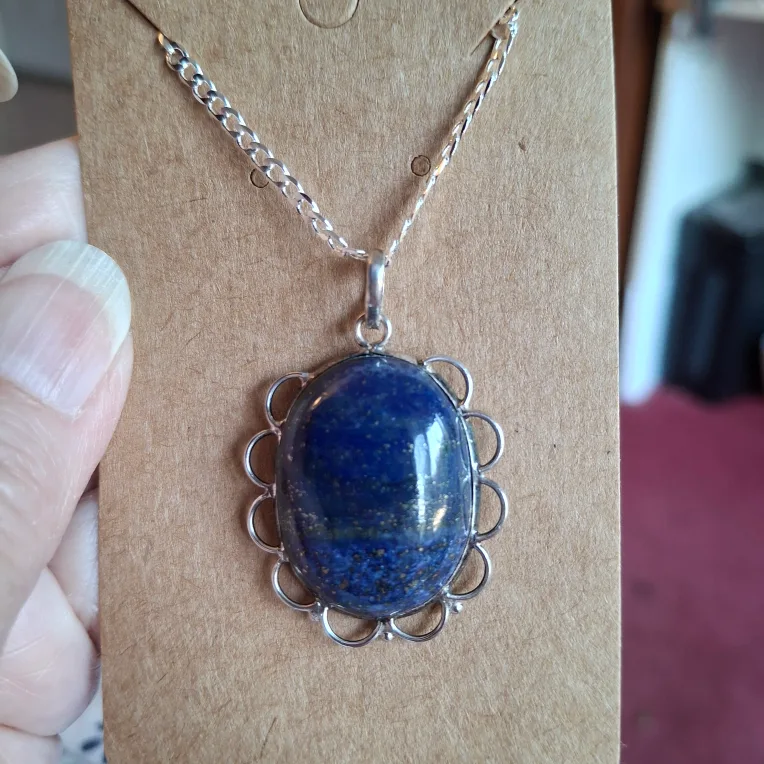 Lapis Lazuli Silver Pendant Necklace thumbnail
