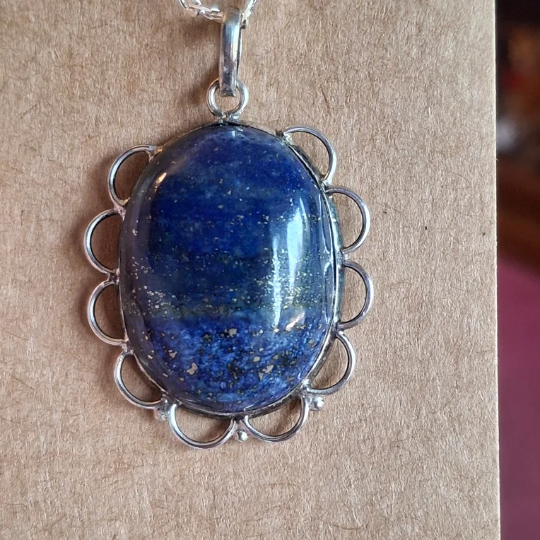 Lapis Lazuli Silver Pendant Necklace image indicator(2)