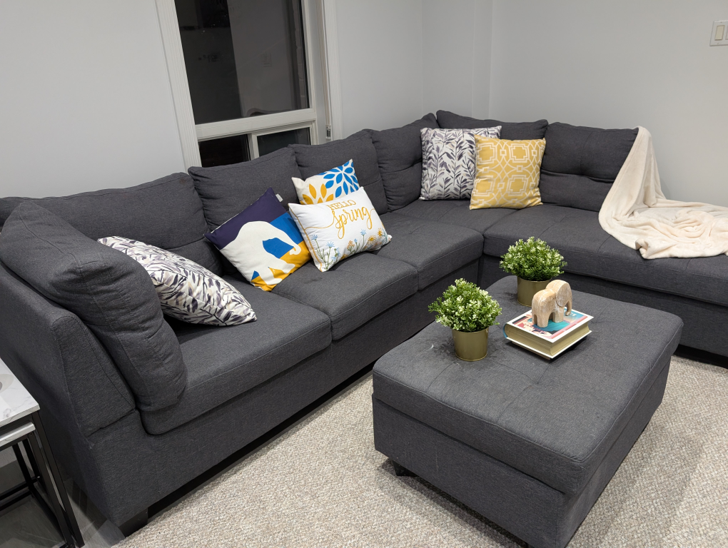 Grey Sectional Sofa with Ottoman - photo 2