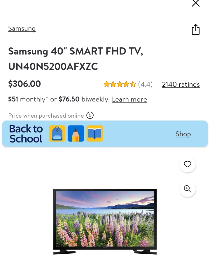 Samsung 40" Smart FHD TV, UN40N5200AFXZC
