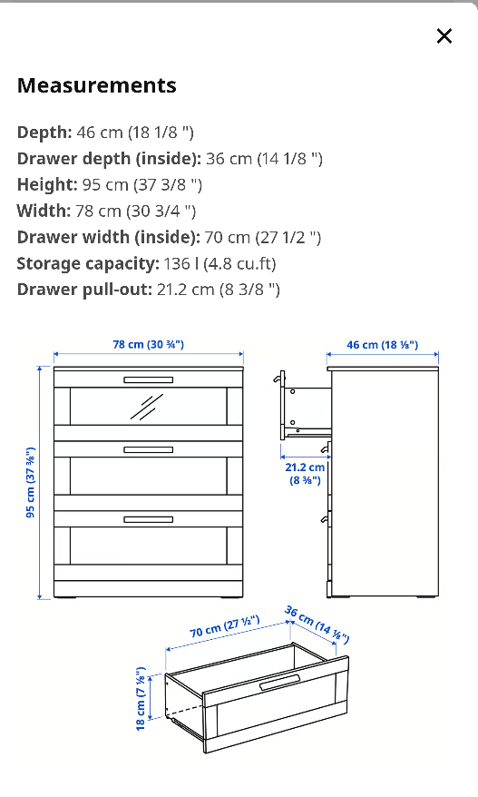 IKEA Hemnes Matte Black 3-Drawer Chest - photo 4