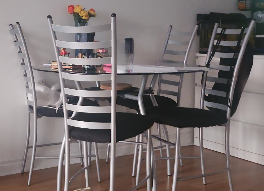 Glass Top Dining Table with 4 Chairs
