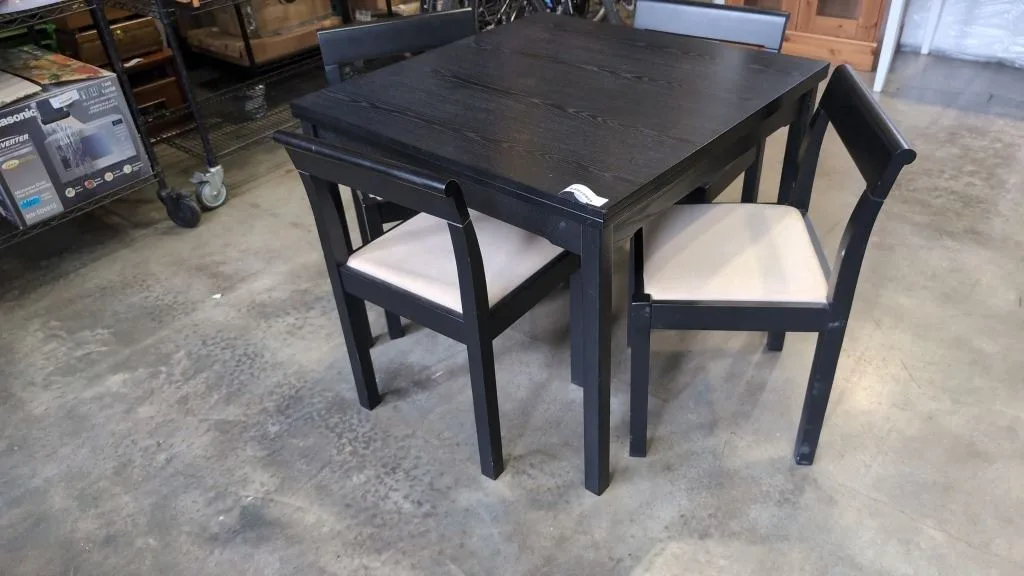 Black Dining Table with 4 Chairs