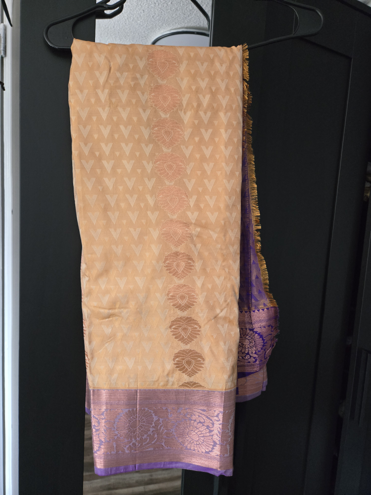Saree - Peach & Purple