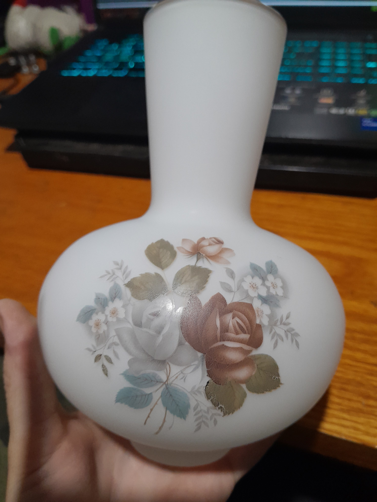 Floral White Glass Vase
