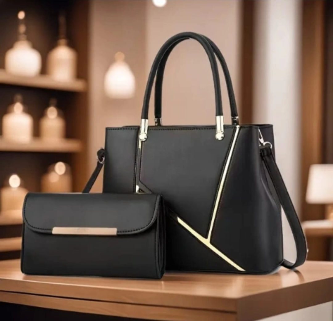 Graphite Black Handbag with Matching Wallet