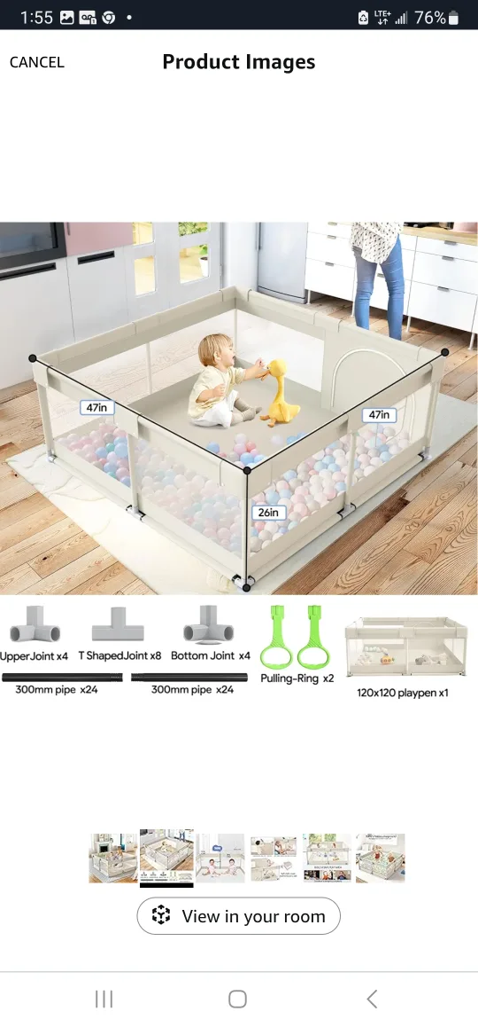 Beige Baby Playpen, 47x47 inch image indicator(2)