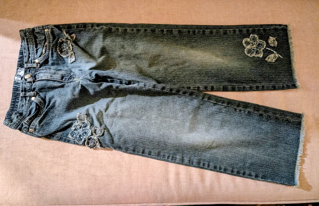 girls jeans with floral design thumbnail
