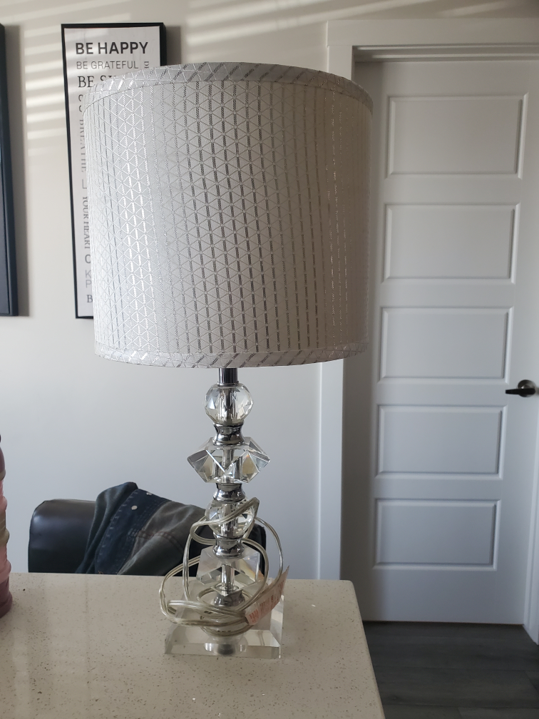 Crystal Table Lamp with White Shade