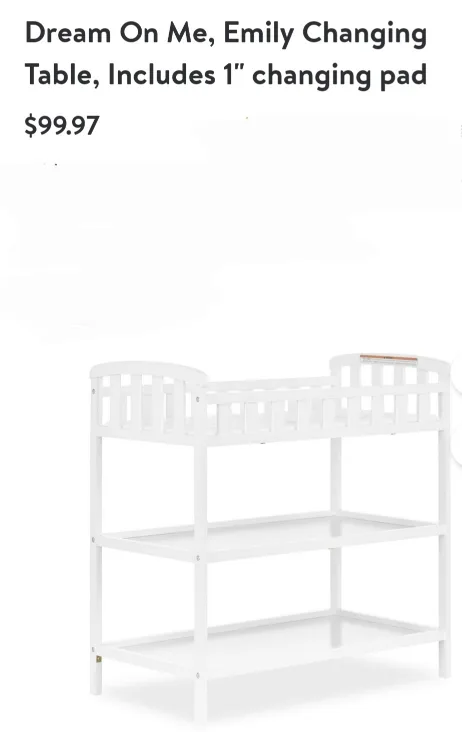 Dream On Me Emily Changing Table - White thumbnail