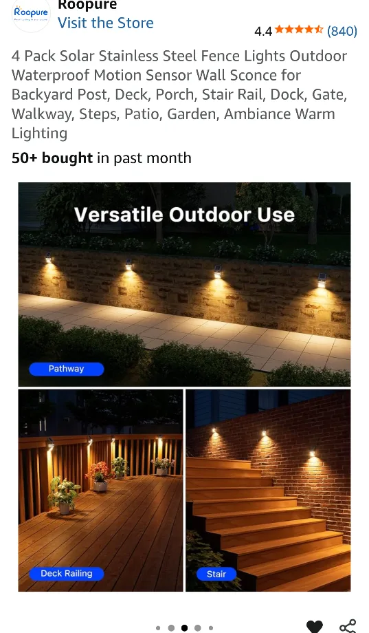 Roopure Solar Fence Lights 4 Pack - New image indicator(2)