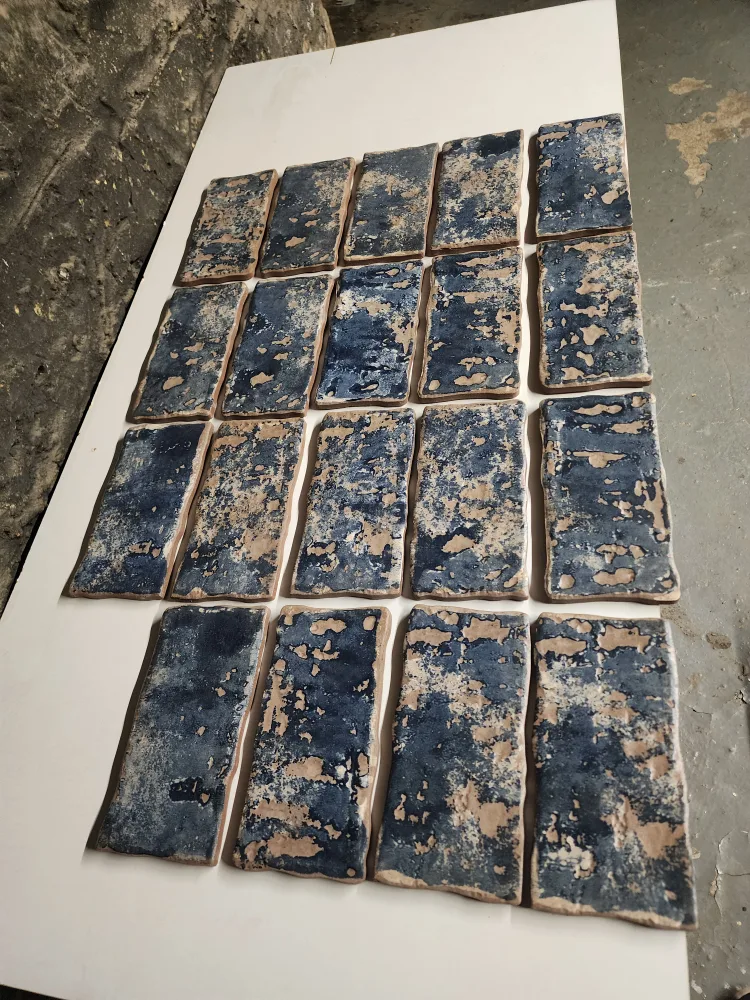 ARKADIA made in  Italian ceramic Tile - Blue/Tan - 2x6 thumbnail