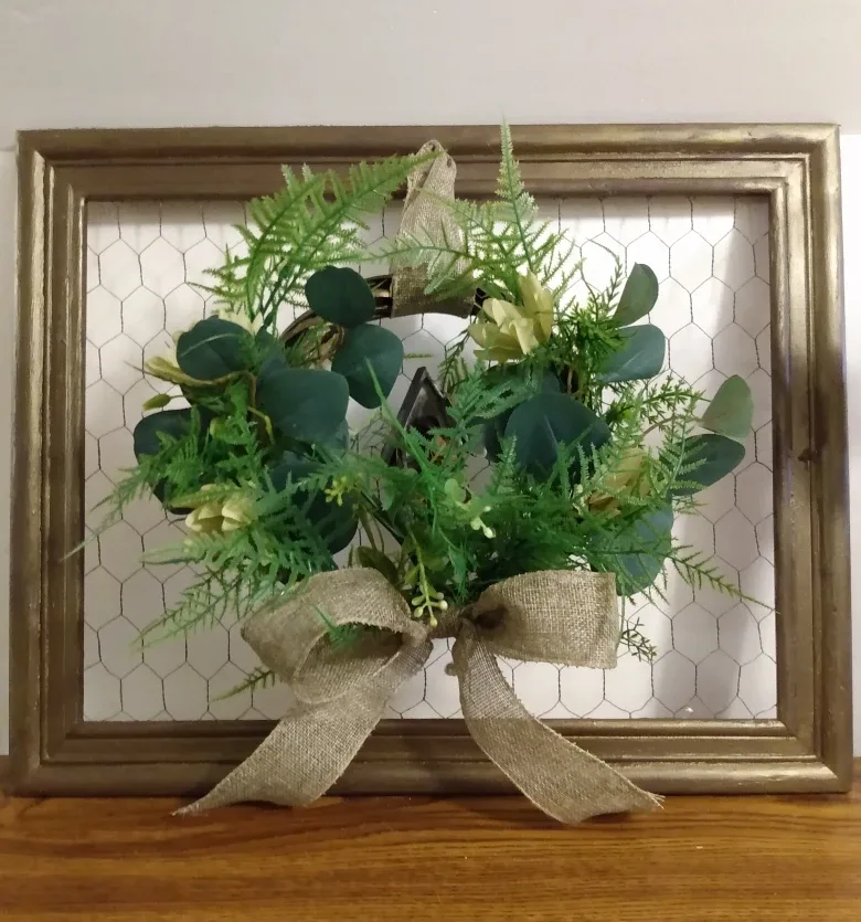 Beautiful Grapevine Floral Wreath with Mesh Frame thumbnail