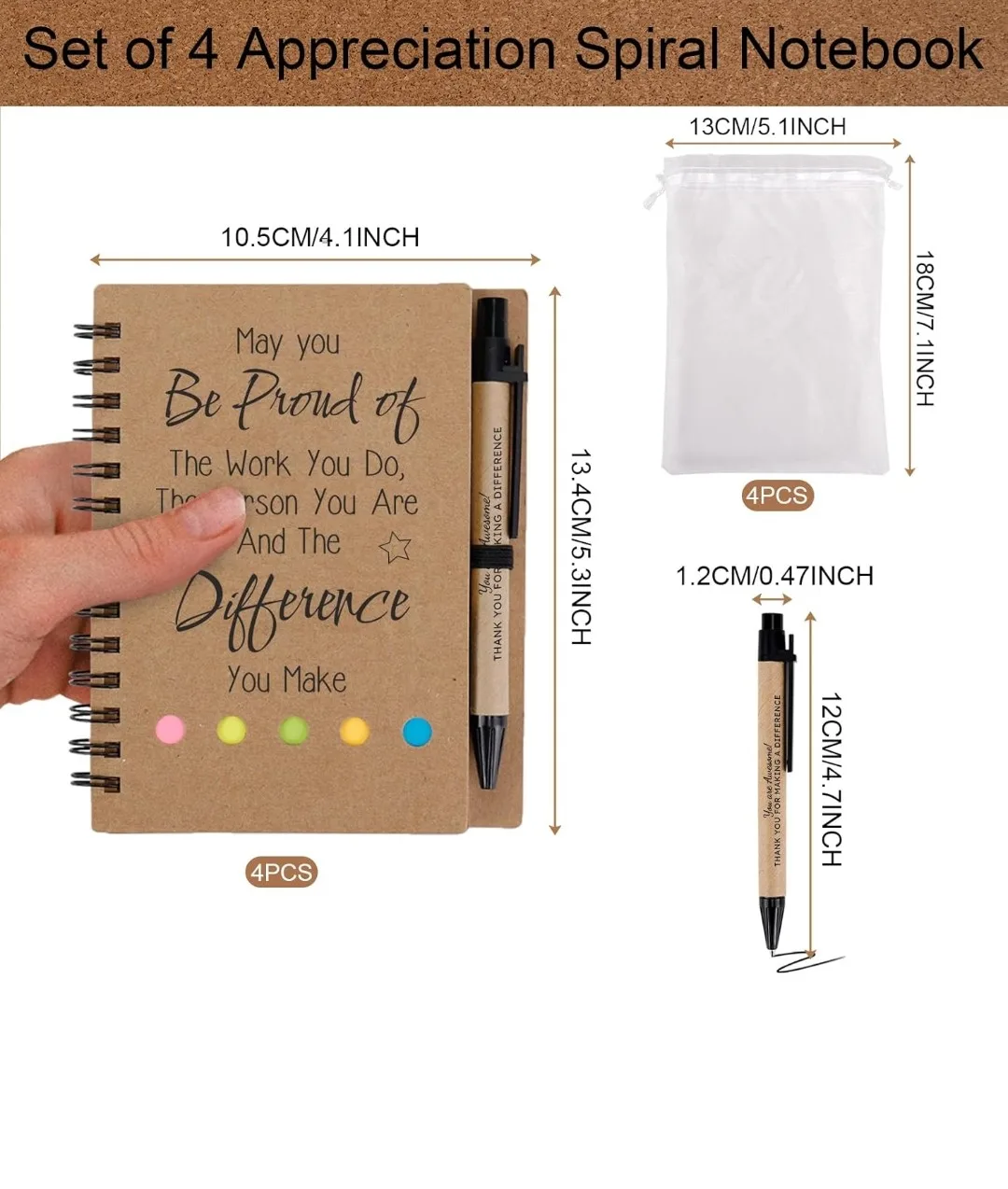 4 sets of Spiral Notes, Notepads, Pens & Gift bags - New thumbnail