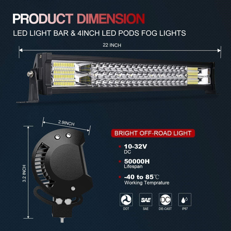LED Light Bar & 4 Inch LED Pods Fog Lights - photo 2