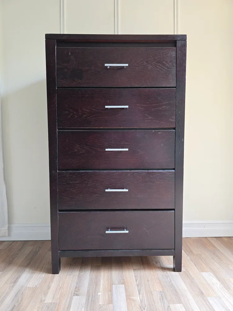 Free deliveery Dark Brown 5-Drawer Dresser thumbnail