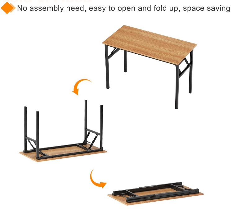 Folding Desk - Light Wood Top, Black Frame - photo 5
