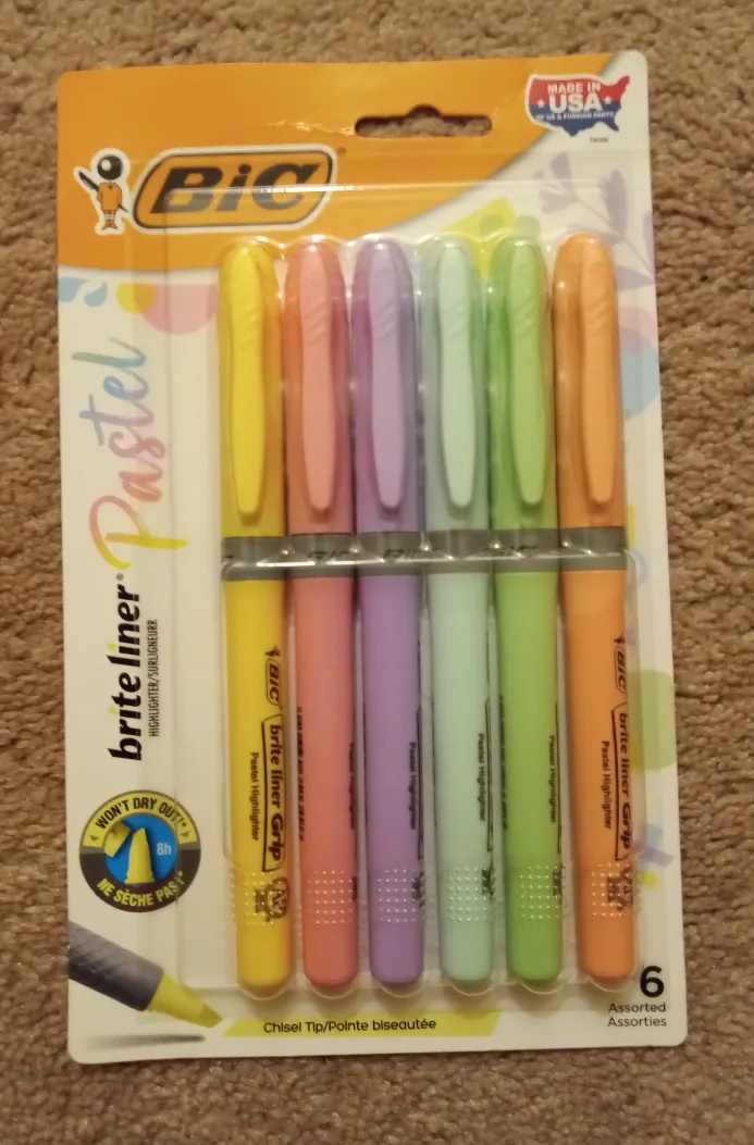BIC Brite Liner Grip Pastel Highlighters - 6 Pack image indicator(2)