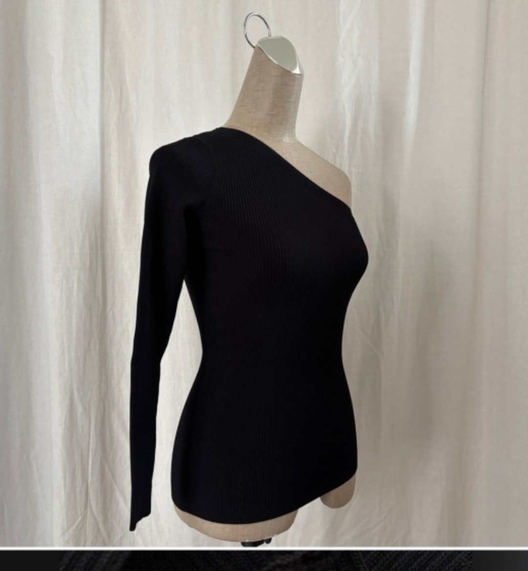 Sandro Paris Black One-Shoulder Top - Size 1