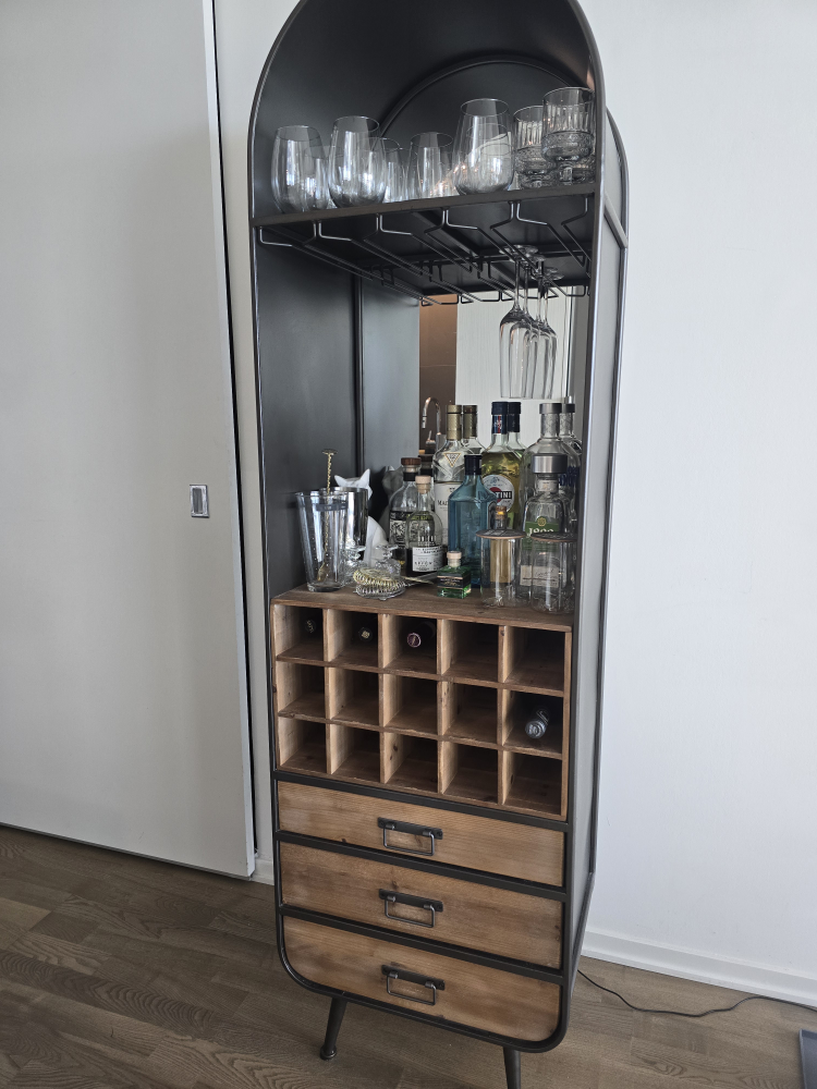 Structube Evans Fir Wood Wine Cabinet / Bar