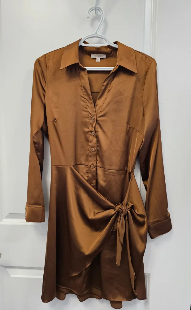 Guess Brown Shirt Dress - Size XS thumbnail