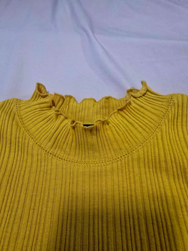 Yellow Ribbed Short Sleeve Top thumbnail