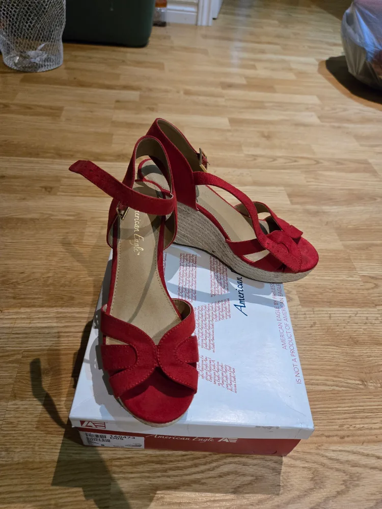 American Eagle Red Wedge Sandals - Size 8 image indicator(6)