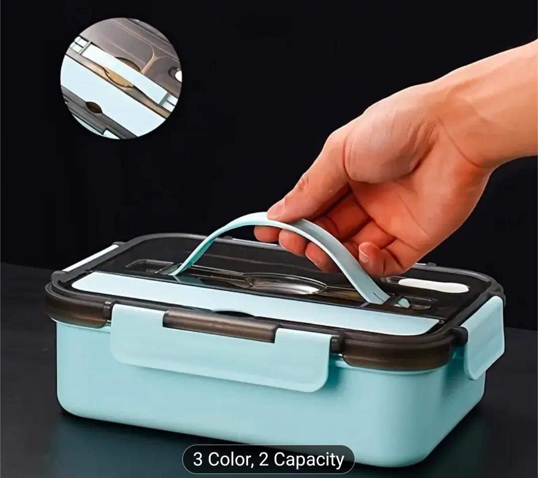 brand new stainless steel 3 compartments lunch box image indicator(3)