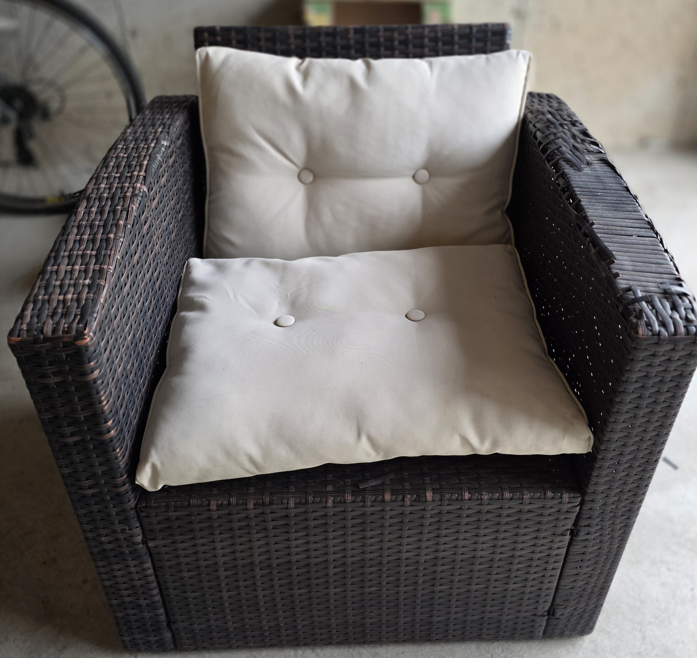Wicker Patio Chair with Cushions - Brown