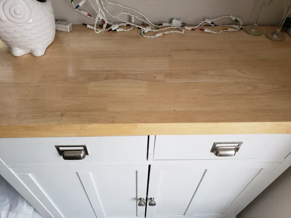 White Cabinet with Wood Top image indicator(2)