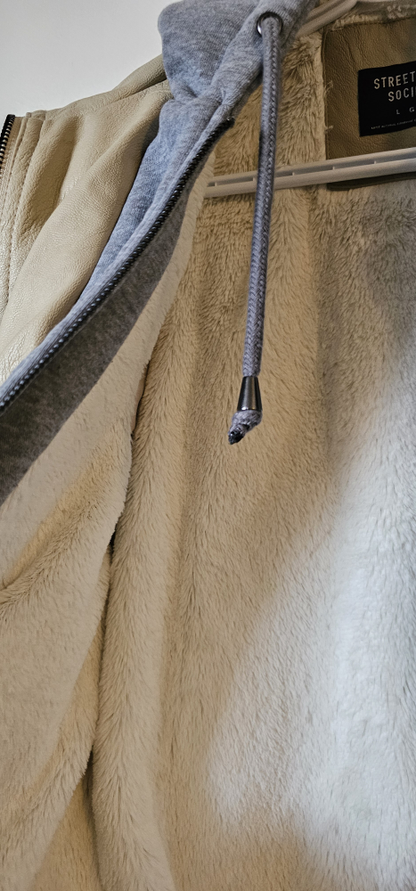 Women's  Beige Leather Jacket - Size Large - photo 3