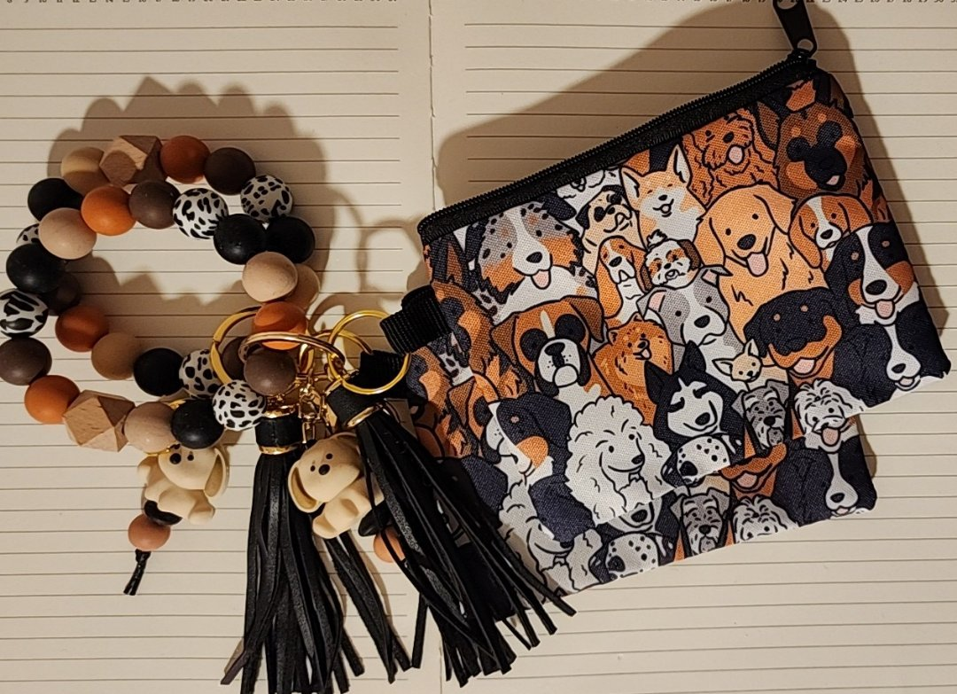 Dog Print Wristlet Keychain & Coin Purse Set - photo 2