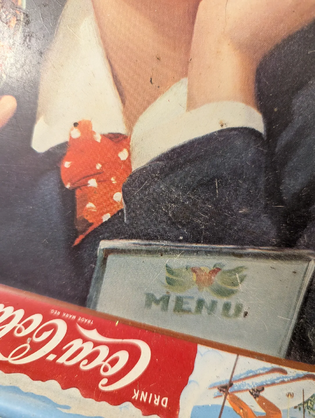 Vintage 1953 Coca-Cola Menu Girl Serving Tray image indicator(4)