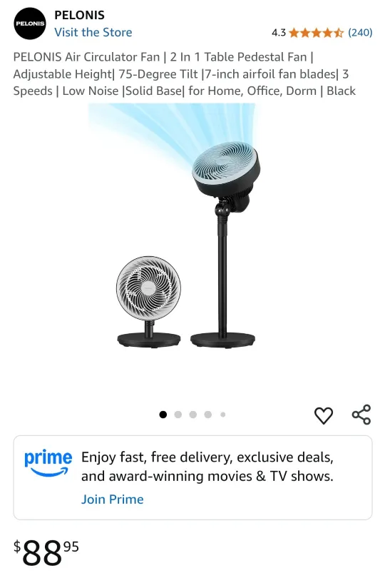 Brand New PELONIS Adjustable Fan thumbnail