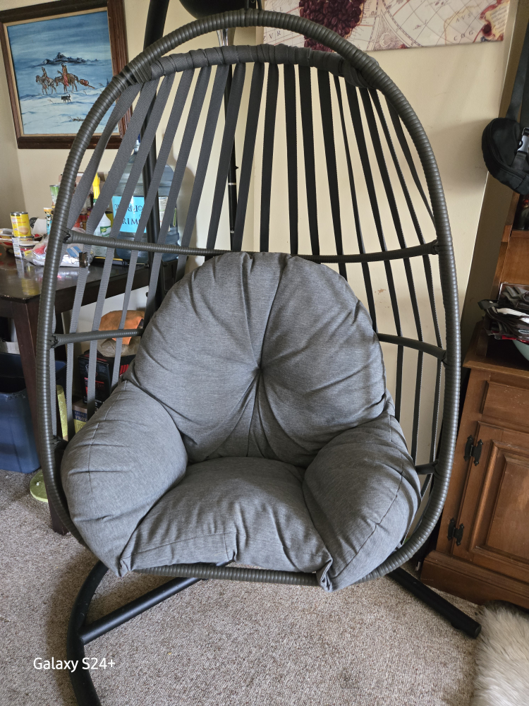 Hanging Egg Chair with Grey Cushion