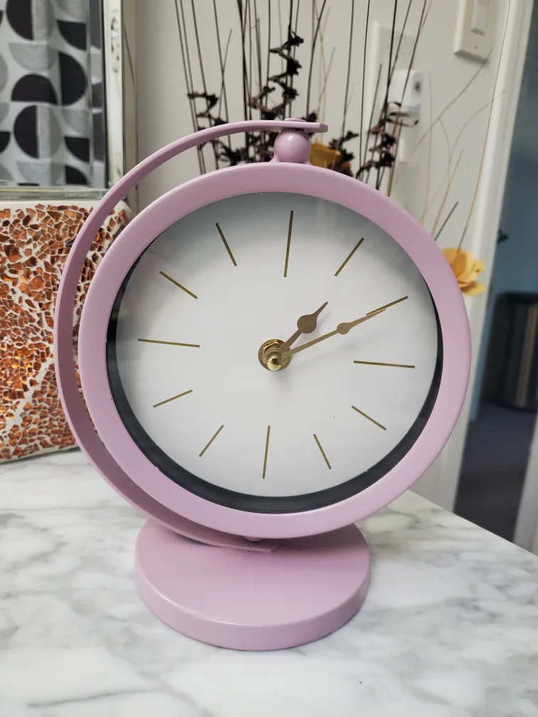 LongDeli Pink Table Clock - Like New! thumbnail