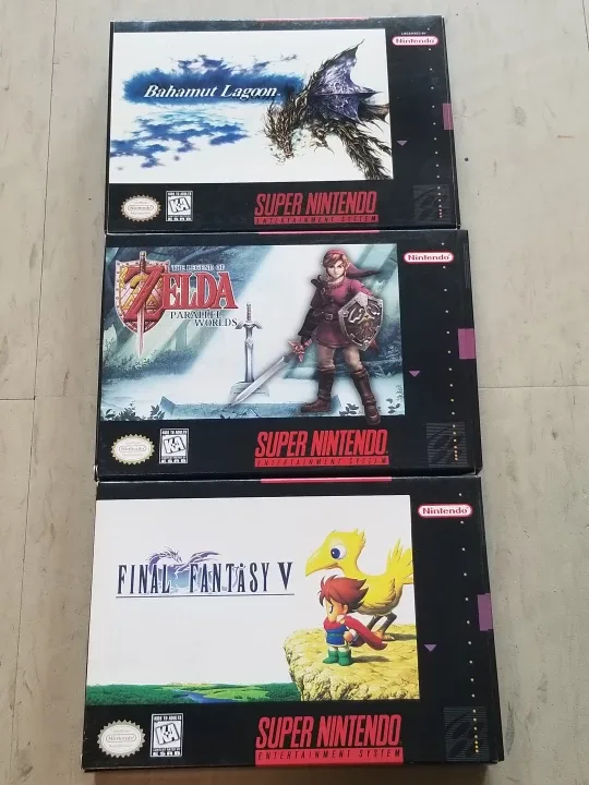 SNES Final Fantasy V Bahamut Lagoon Zelda GAME BOXES ONLY thumbnail
