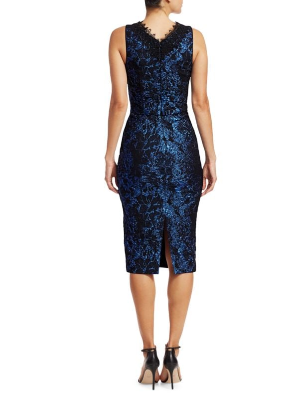 Theia Lace Trim Brocade Sheath Dress Size 6 - photo 2