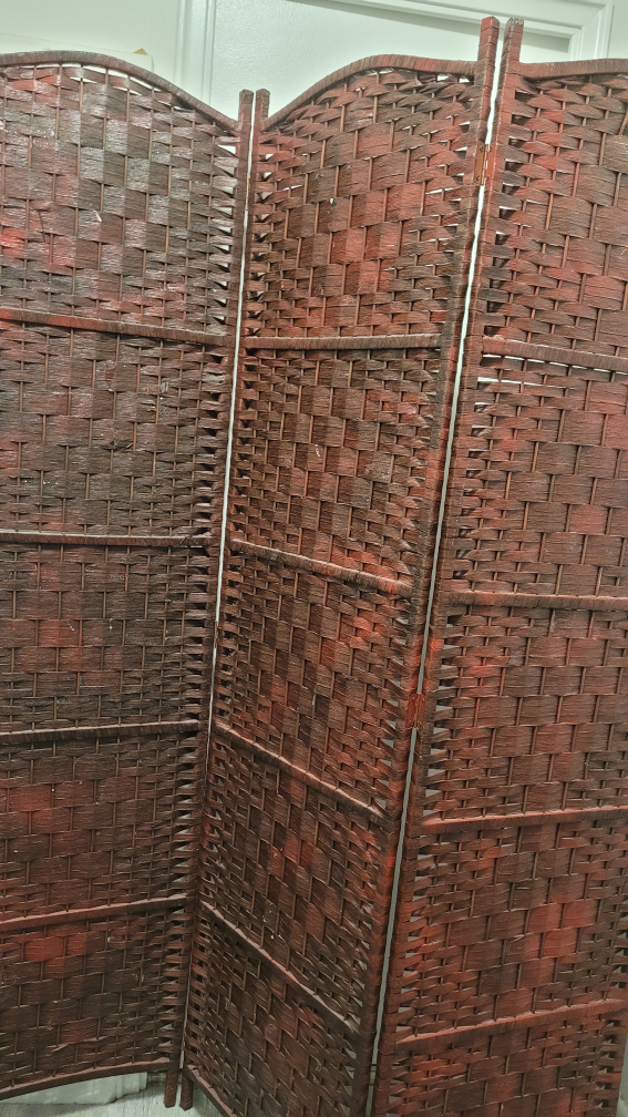 Woven Wooden Room Divider - Brown - photo 2
