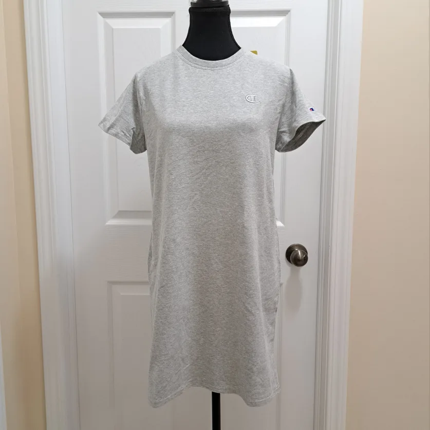 Champion T shirt Dress Grey Short Sleeved Size Small image indicator(10)